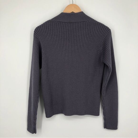 Eileen Fisher Merino Wool Sweater Womens S Purple Ribbed Heavy Chunky V Neck - Picture 4 of 6